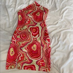 psychedelic print halter dress